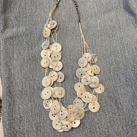 Eclectic Mother-of-Pearl Button Statement Necklace - Picture 7 of 7